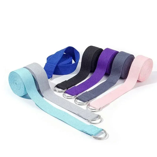 Durable Yoga Stretch Strap – 1.8m Cotton with Adjustable D-Ring for Flexibility & Alignment