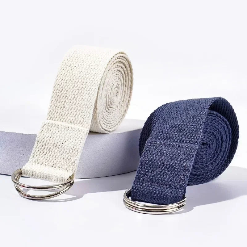 Durable Yoga Stretch Strap – 1.8m Cotton with Adjustable D-Ring for Flexibility & Alignment