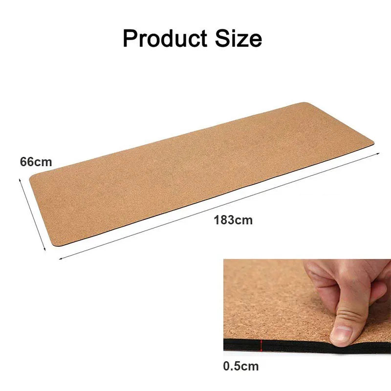 Natural Cork TPE Yoga Mat – 6mm Non-Slip, Sweat-Absorbent & Eco-Friendly, 183x61cm