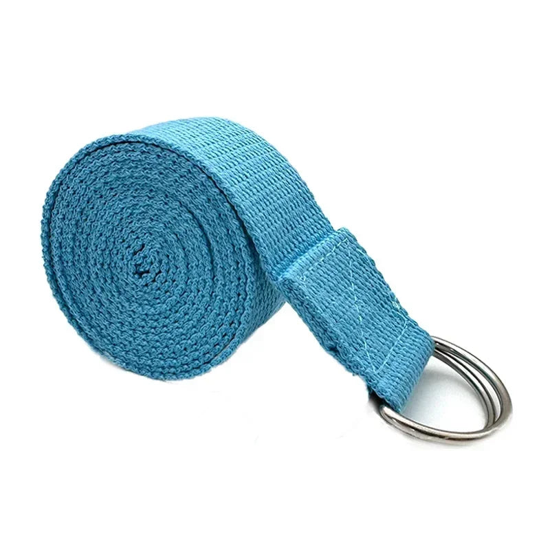 Durable Yoga Stretch Strap – 1.8m Cotton with Adjustable D-Ring for Flexibility & Alignment