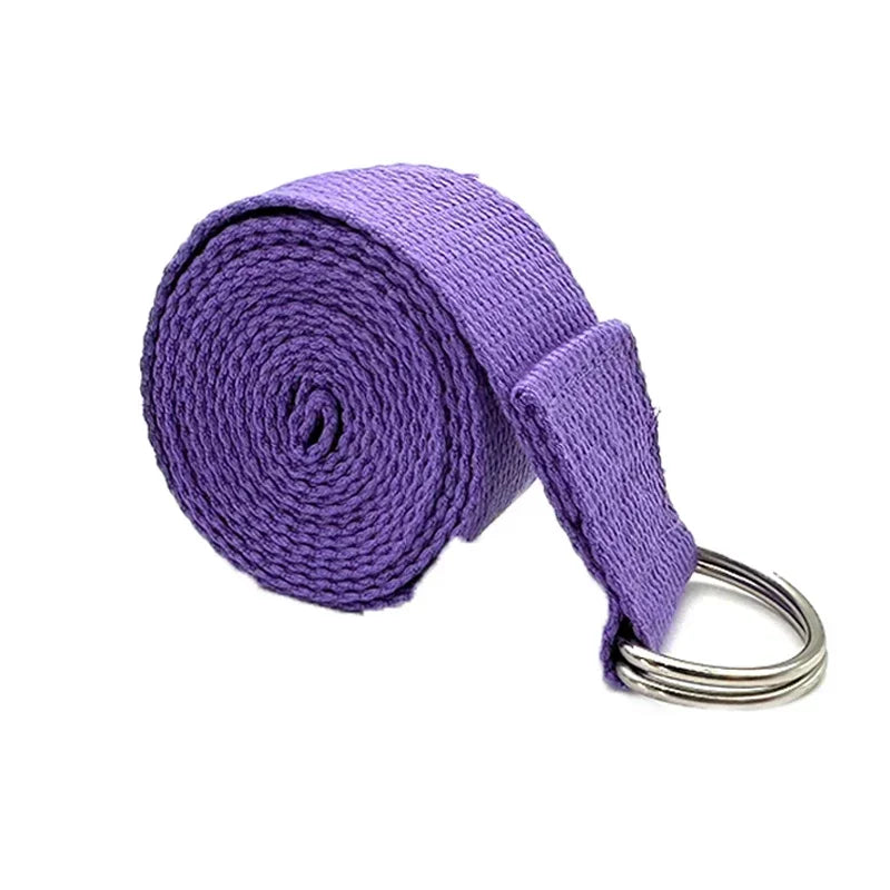 Durable Yoga Stretch Strap – 1.8m Cotton with Adjustable D-Ring for Flexibility & Alignment
