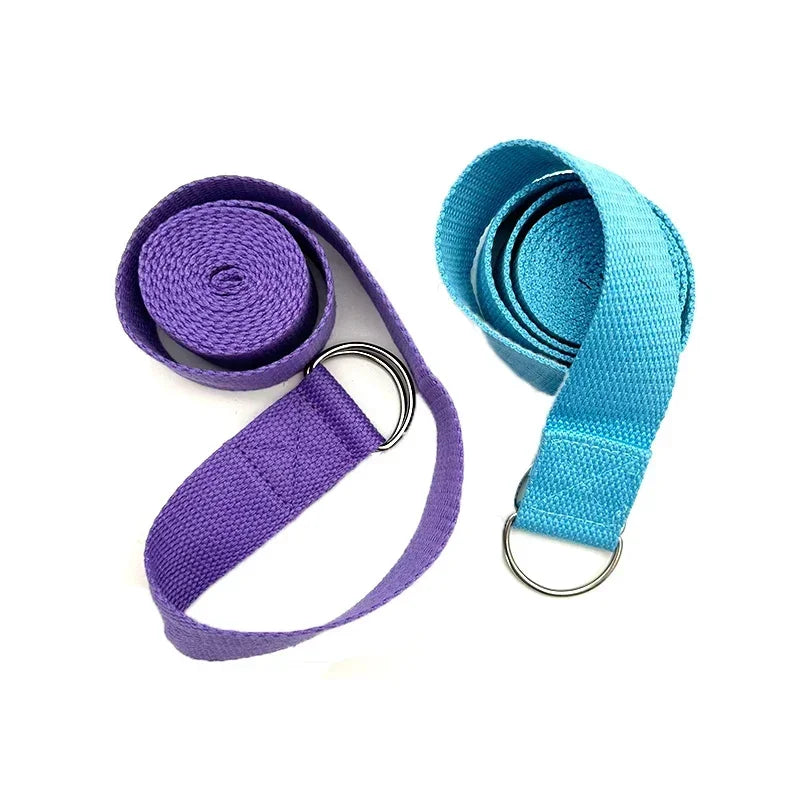 Durable Yoga Stretch Strap – 1.8m Cotton with Adjustable D-Ring for Flexibility & Alignment